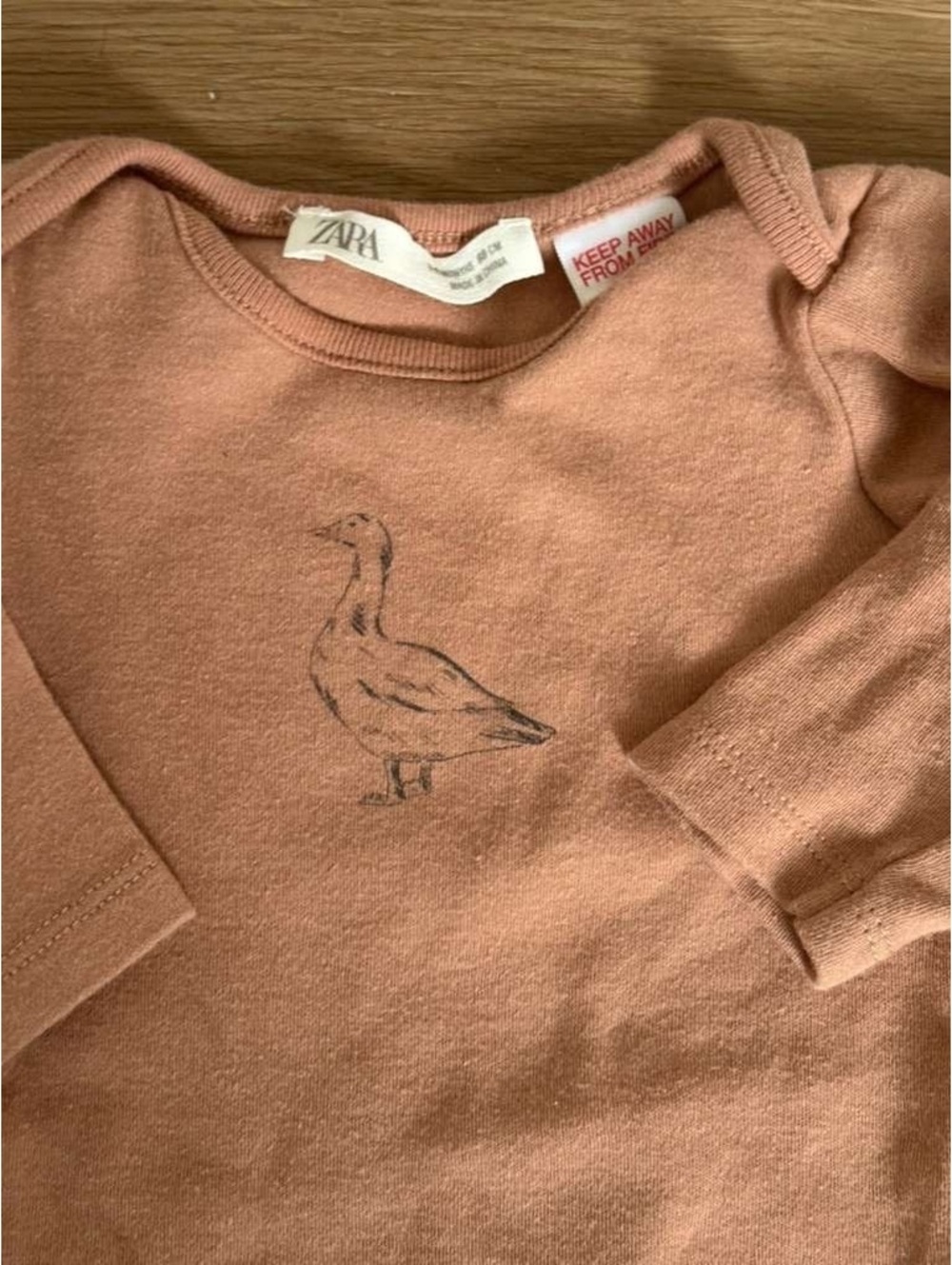 ZARA Baby 3-6 Months 68cm Dusty Rose Long Sleeve Bodysuit Minimalist